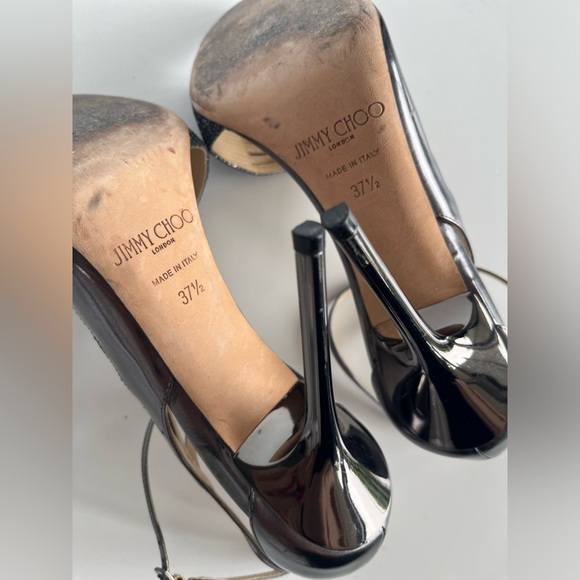 Jimmy Choo Leather Heels - Sparkly Pewter Silver - Picture 5 of 6